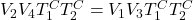  V_{2}V_{4}T_{1}^{C}T_{2}^{C}=V_{1}V_{3}T_{1}^{C}T_{2}^{C} 