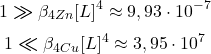  $$ 1 \boldsymbol{\gg} \beta_{4 Zn}[L]^{4} \approx 9,93\cdot10^{-7} $$ $$ 1 \boldsymbol{\ll} \beta_{4 Cu}[L]^{4} \approx 3,95\cdot10^{7} $$ 