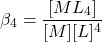  $$ \beta_{4} = \frac{[ML_{4}]}{[M][L]^{4}} $$ 