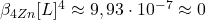  \beta_{4 Zn}[L]^{4} \approx 9,93\cdot10^{-7} \approx 0