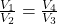  \frac{V_{1}}{V_{2}}=\frac{V_{4}}{V_{3}} 