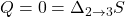  Q=0=\Delta_{2 \rightarrow 3} S 