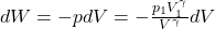  d W=-p d V=-\frac{p_{1} V_{1}^{\gamma}}{V^{\gamma}} d V 