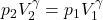  p_{2} V_{2}^{\gamma}=p_{1} V_{1}^{\gamma} 